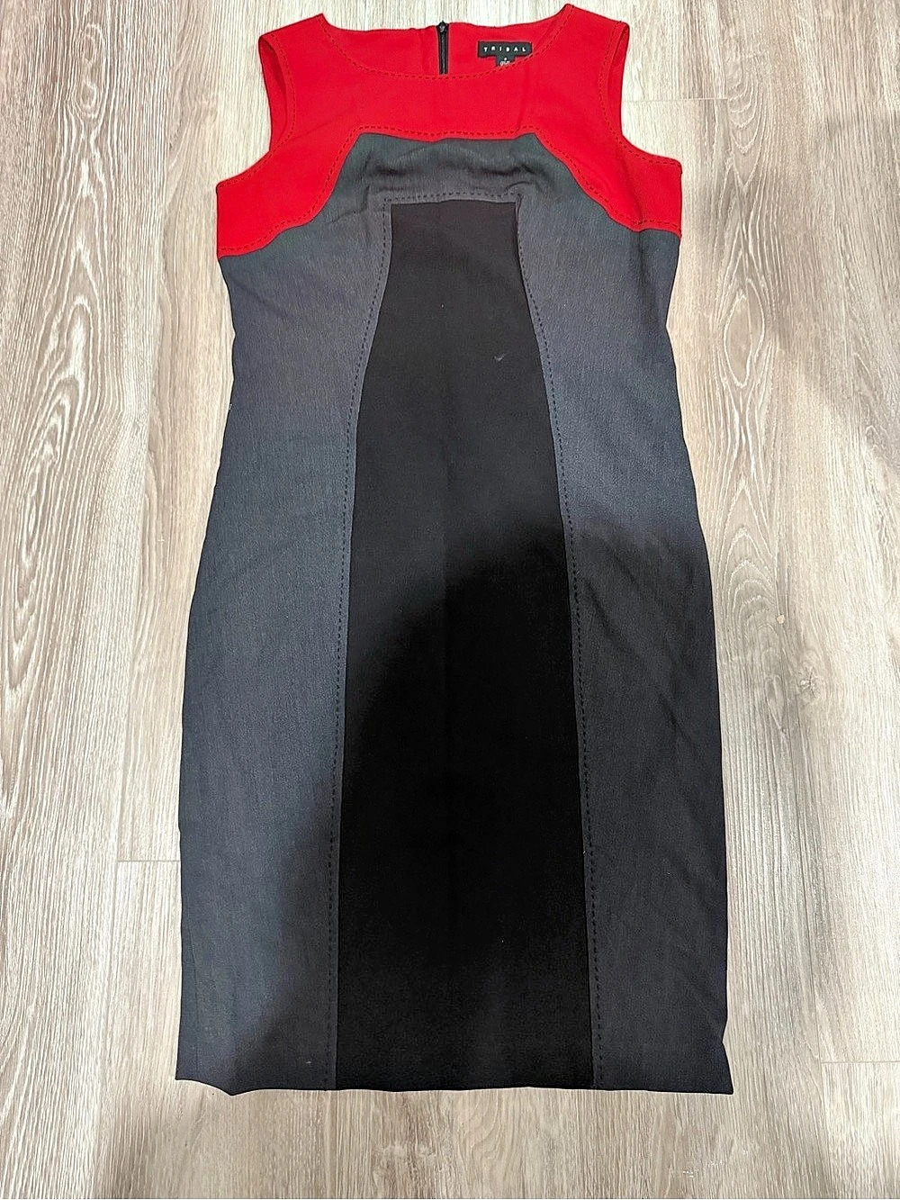 Tribal Color Block Midi Dress in Red & Black Size 4